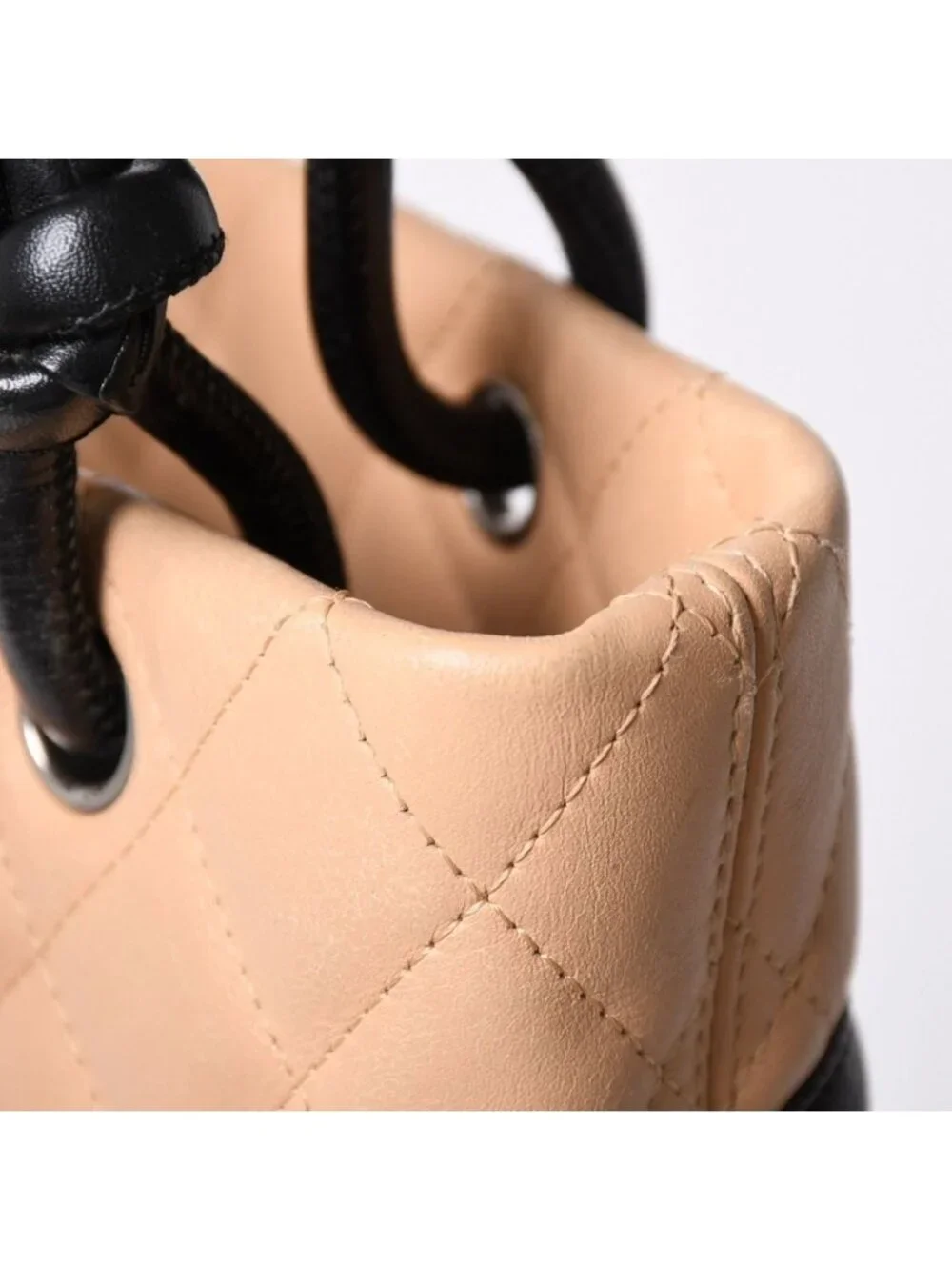 Chanel Canbon Cambon Line Small Tote Bag CC Logo Calfskin Beige